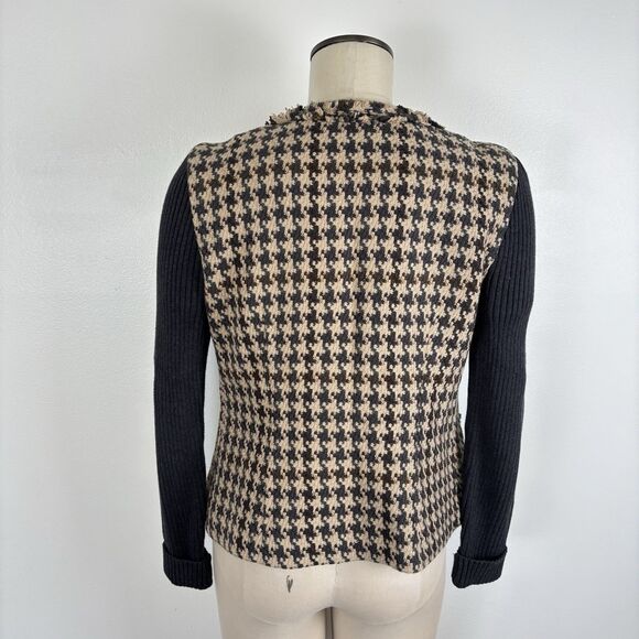 CAbi #978 Houndstooth Multicolor Browns Size 4 Sweater Jacket Coat Cardigan - Picture 6 of 8